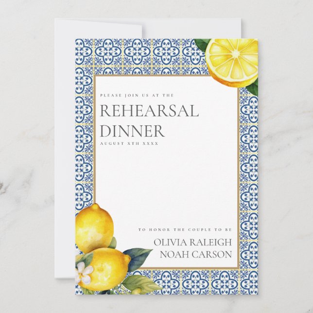 Invitation Dîner de répétition de citron méditerranéen Invita (Devant)