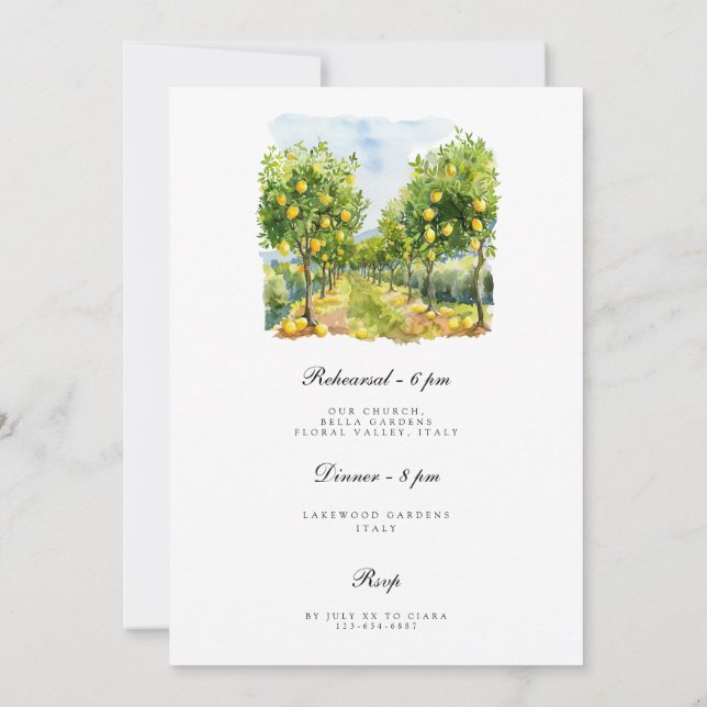 Invitation Dîner de répétition de citron méditerranéen Invita (Dos)