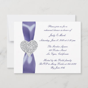 Invitation Dîner de répétition de coeur bleu violet