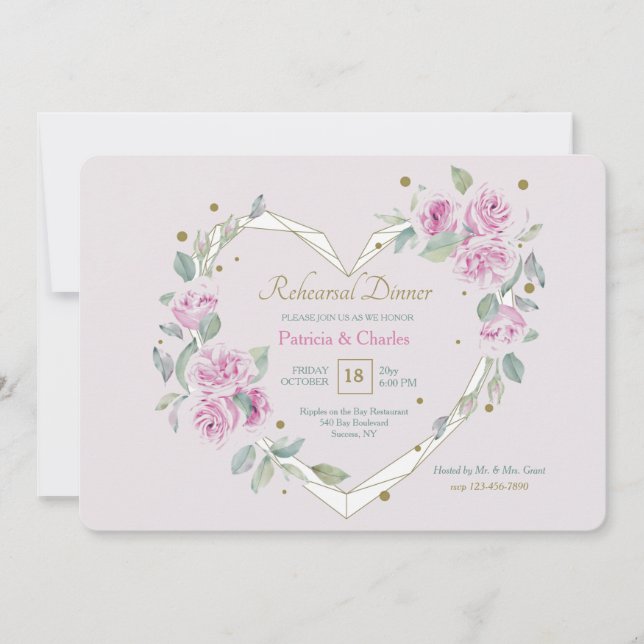 Invitation Dîner de répétition de coeur ouvert (Devant)