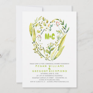 Invitation Dîner de répétition de coeur rustique en bois