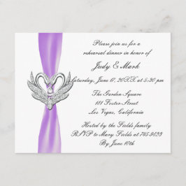 Invitation Dîner de répétition de cygnes en argent violet Rib
