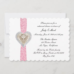 Invitation Dîner de répétition de dentelle rose Unicorn Invit