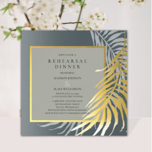 Invitation Dîner de répétition de destination argent et or
