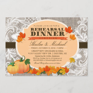 Invitation Dîner de répétition de feuille de toile de jute et