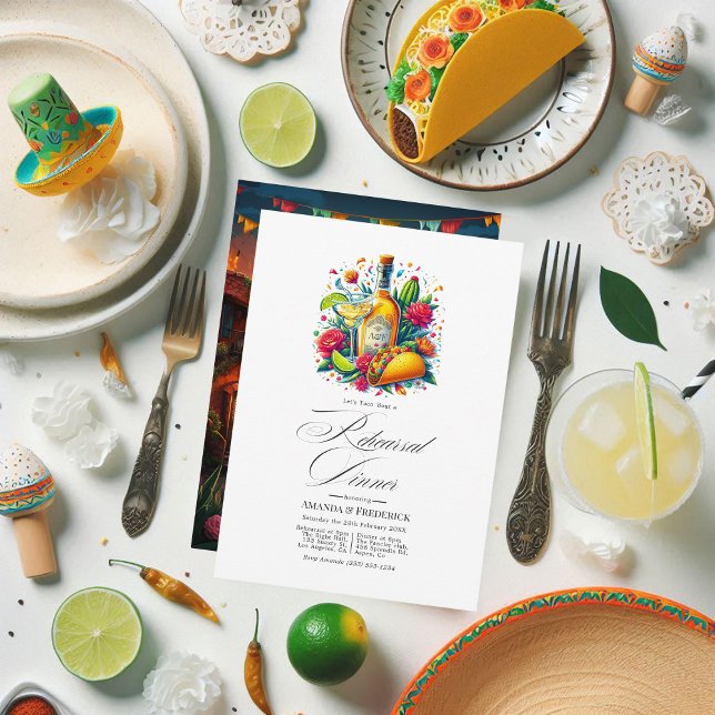Invitation Dîner de répétition de Fiesta mexicaine Tacos & Te (Mexican Fiesta Tacos & Tequila Rehearsal Dinner Invitation)