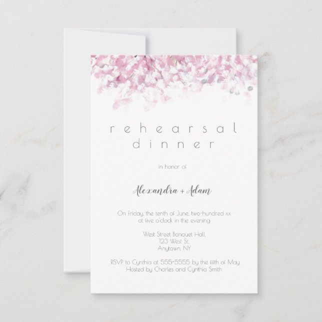 Invitation Dîner de répétition de fleurs de cerisier rose inv (Devant)