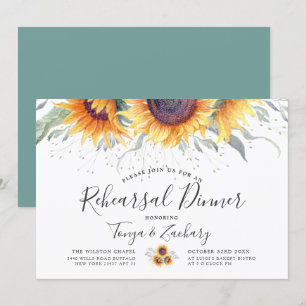 Invitation Dîner de répétition de fleurs de tournesol du prin