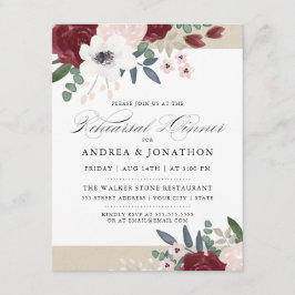 Invitation Dîner de répétition de fleurs romantiques invitati