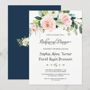 Invitation Dîner De Répétition De Fleurs Roses De Charme