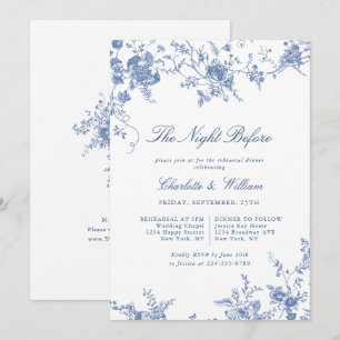 Invitation Dîner de répétition de jardin victorien bleu franç