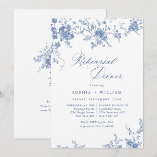 Invitation Dîner de répétition de jardin victorien bleu franç