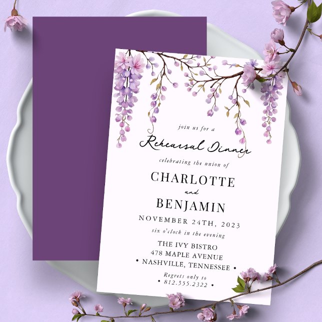 Invitation Dîner de répétition de la Branche de la Wisteria C (Créateur téléchargé)