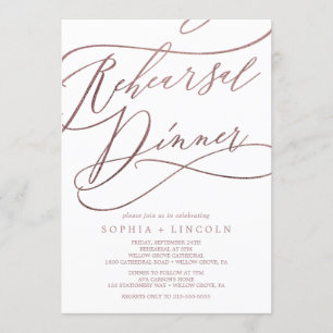 Invitation Dîner de répétition de la calligraphie d'or du Ros