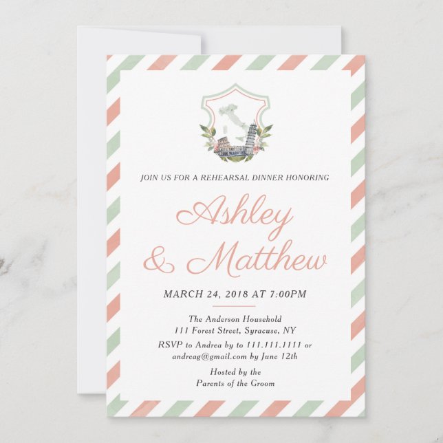 Invitation Dîner de répétition de la Cimetière italienne Invi (Devant)