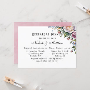 Invitation Dîner de répétition de la couronne florale romanti