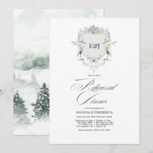 Invitation Dîner de répétition de la crête de Lakeside Monogr