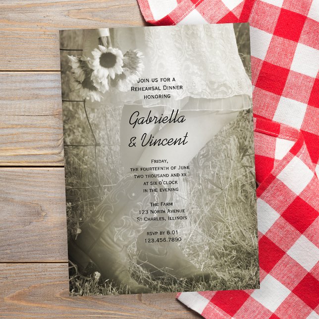 Invitation Dîner de répétition de la ferme de tournesol de po (Créateur téléchargé)