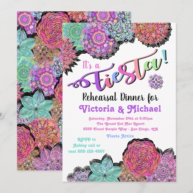 Invitation Dîner de répétition de la festa mexicaine (Devant / Derrière)