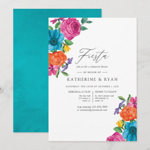 Invitation Dîner de répétition de la fiesta florale à l'aquar