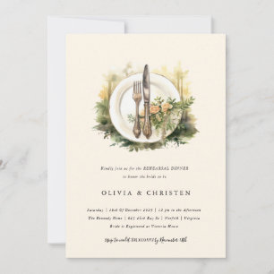 Invitation Dîner de répétition de la forêt d'aquarelle enchan