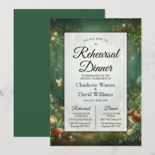 Invitation Dîner de répétition de la Forêt Enchantée Vert Éme