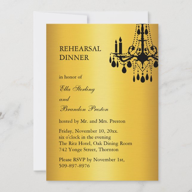 Invitation Dîner de répétition de la grande salle de bal Invi (Devant)