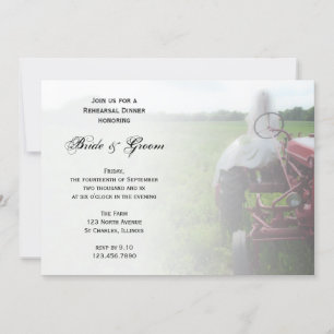 Invitation Dîner de répétition de la mariée et du tracteur ag