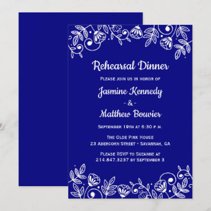Invitation Dîner de répétition de la marine florale Fleurs de