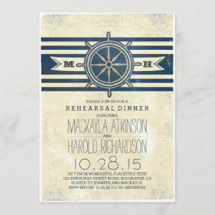 Invitation Dîner de répétition de la marine nautique vintage