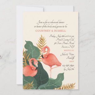 Invitation Dîner de répétition de la paire de Flamants roses