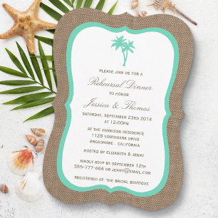 Invitation Dîner de répétition de la plage de Burlap