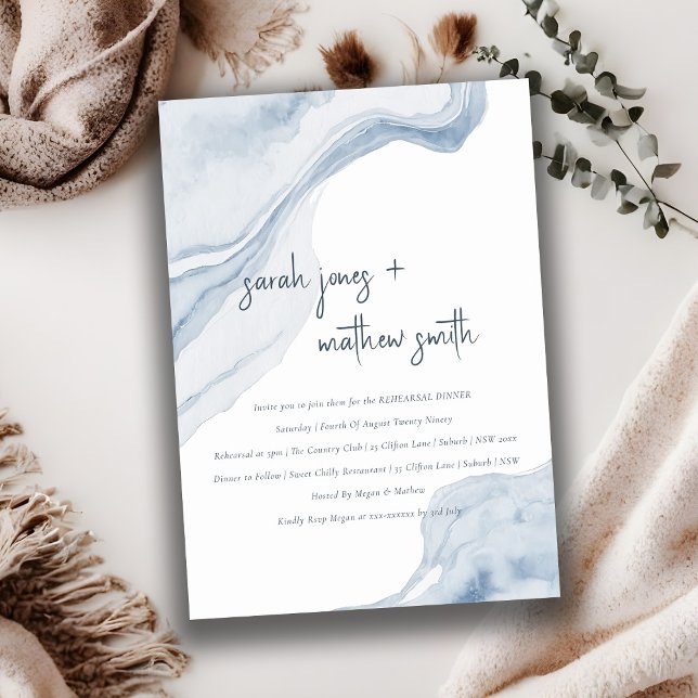 Invitation Dîner de répétition de la plage de la côte bleue A (Créateur téléchargé)