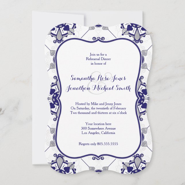 Invitation Dîner de répétition de la Royal Blue Grey Medallio (Devant)