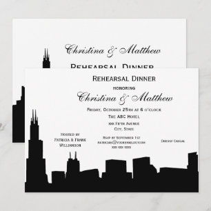 Invitation Dîner de répétition de la silhouette noire de Chic