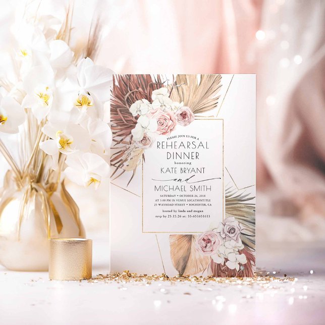 Invitation Dîner de répétition de la Terre tropicale de la Ju (Boho Rehearsal Dinner Invitations)