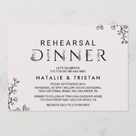 Invitation Dîner de répétition de la typographie florale