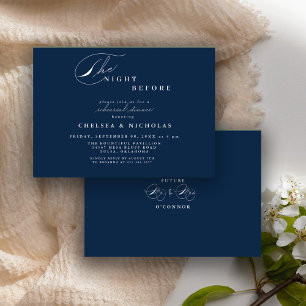 Invitation Dîner de répétition de la veille en bleu marine mo