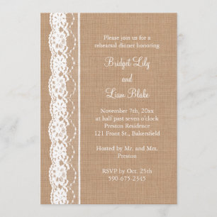 Invitation Dîner de répétition de lacet moyen et Vintage