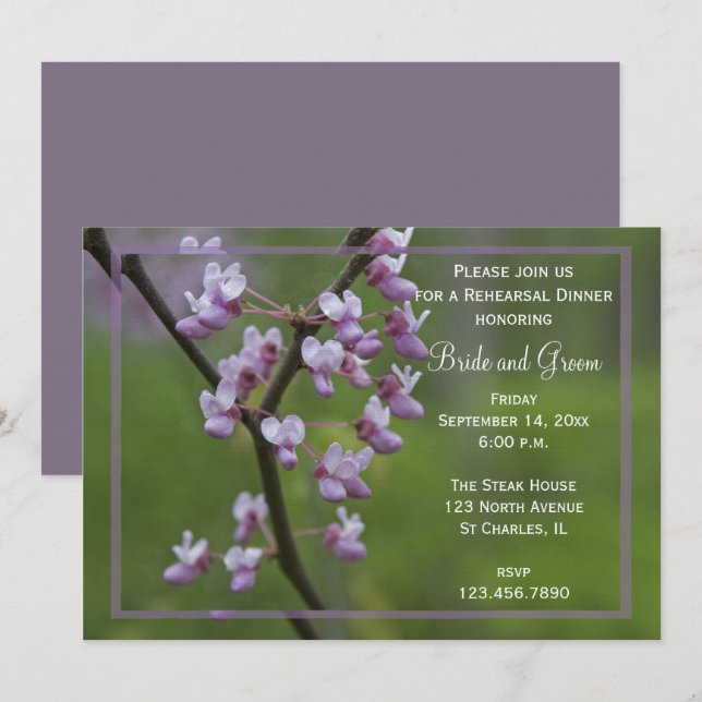 Invitation Dîner de répétition de l'arbre Mariage de floraiso (Devant / Derrière)
