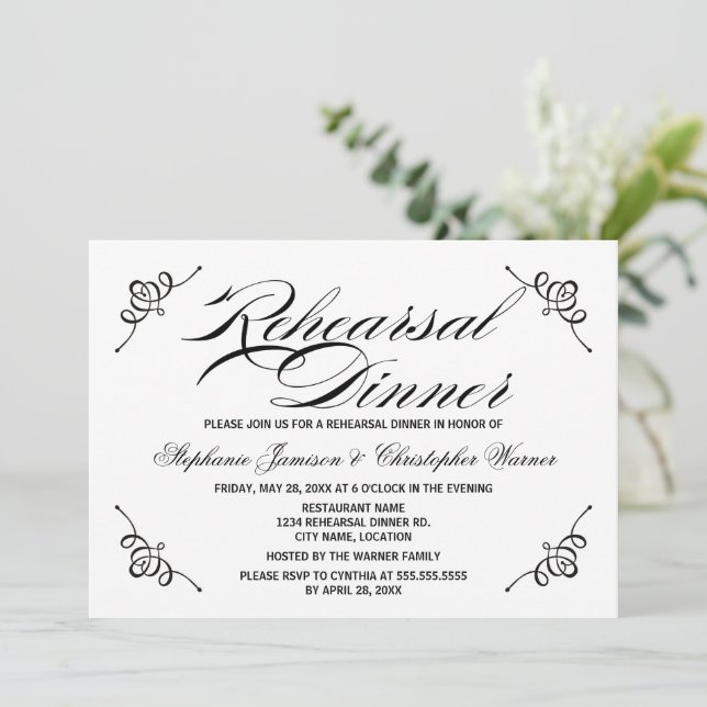 Invitation Dîner de répétition de l'élégance de la calligraph (Debout devant)