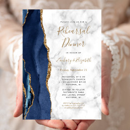 Invitation Dîner de répétition de marbre de la Marine Blue G