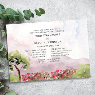 Invitation Dîner de répétition de mariage aquarelle Prairie d