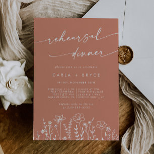 Invitation Dîner de répétition de mariage aux fleurs sauvages