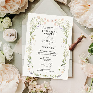 Invitation Dîner de répétition de mariage aux fleurs sauvages