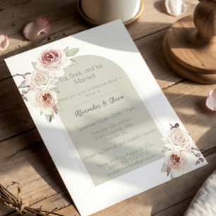 Invitation Dîner de répétition de mariage avec arche de roses