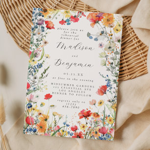 Invitation Dîner de répétition de mariage Bold Wildflower