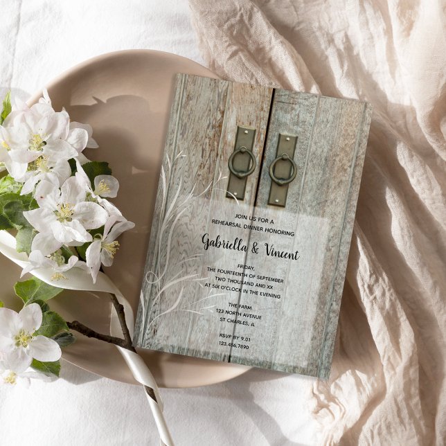 Invitation Dîner de répétition de Mariage campagnard de porte (Créateur téléchargé)
