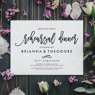 Invitation Dîner de répétition de mariage chic écrit à la mai