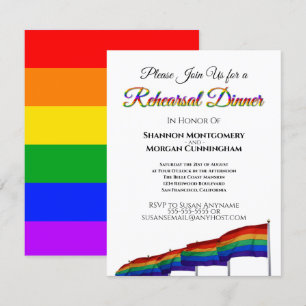 Invitation Dîner de répétition de mariage d'arc-en-ciel de